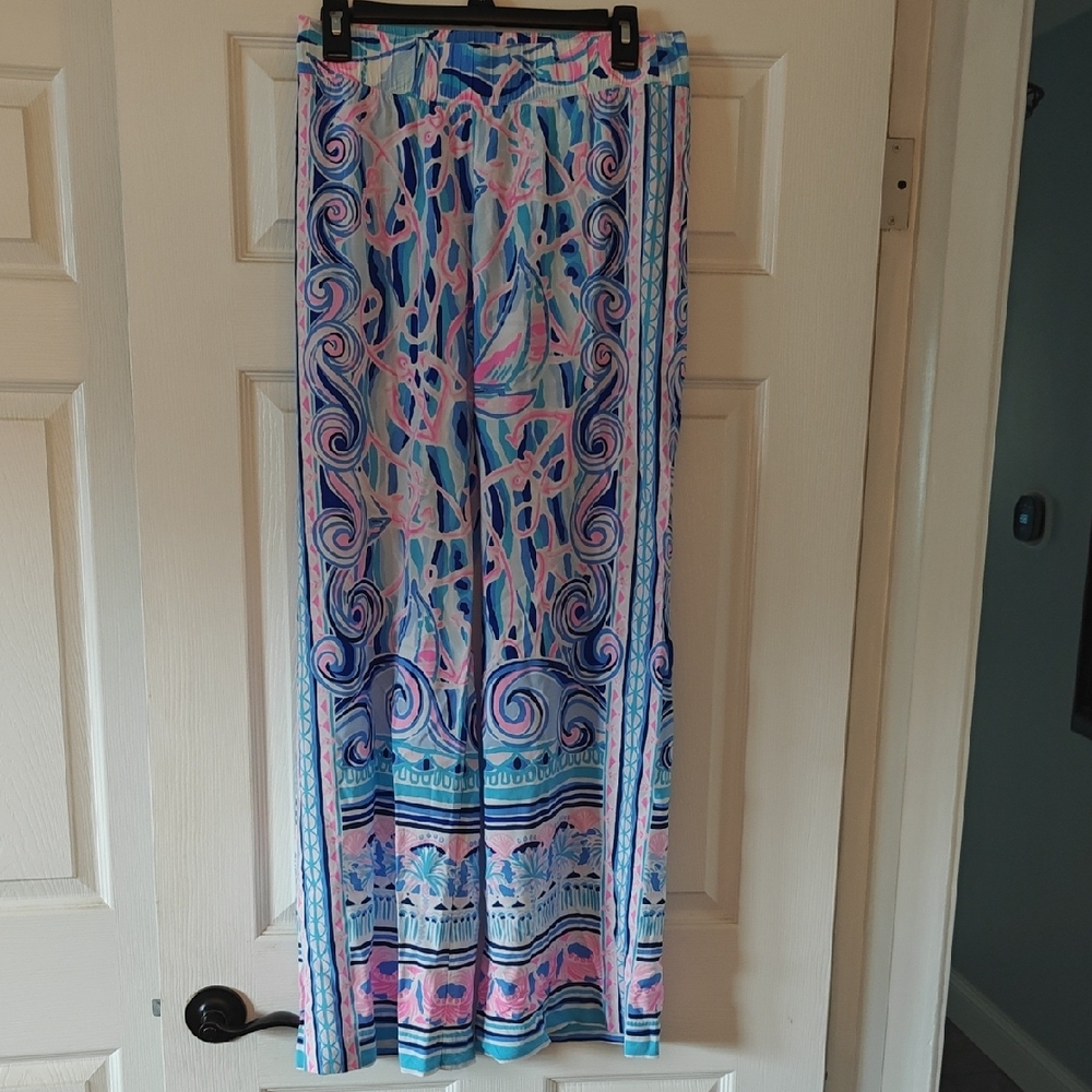 Lilly Pulitzer Pink and Blue Maxi Skirt